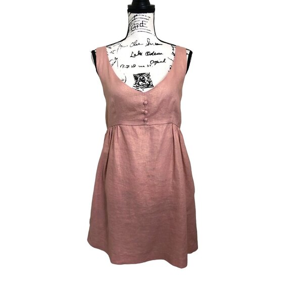 Michelle Farmer Women's Dress Iridescent Pink Sleeveless Linen Size S - Picture 1 of 7